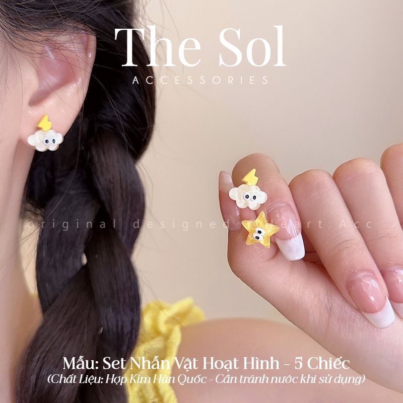  Set Bông Tai Hàn Quốc Nhân Vật Hoạt Hình - 5 Chiếc 