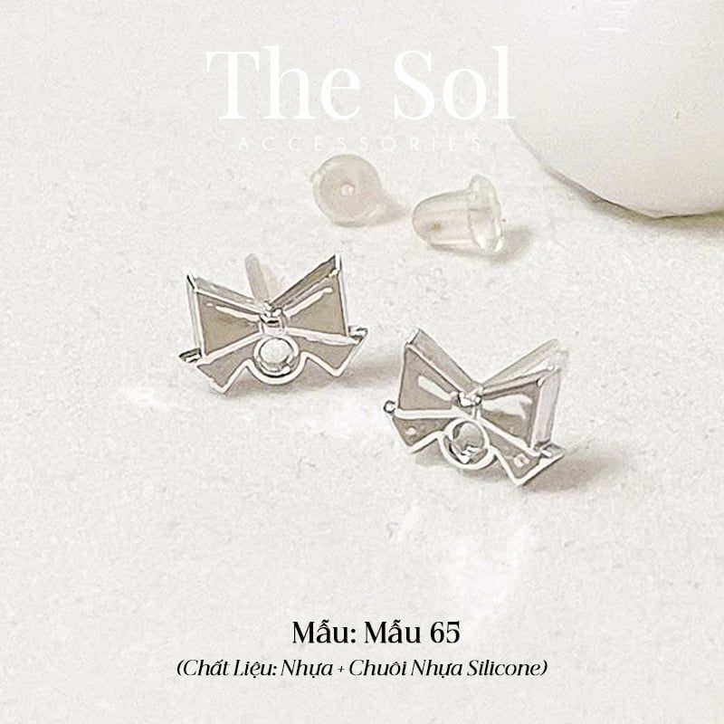  [SHOPEE] Bông Tai Nhựa Nhiều Mẫu Chuôi Su - Màu Bạc 
