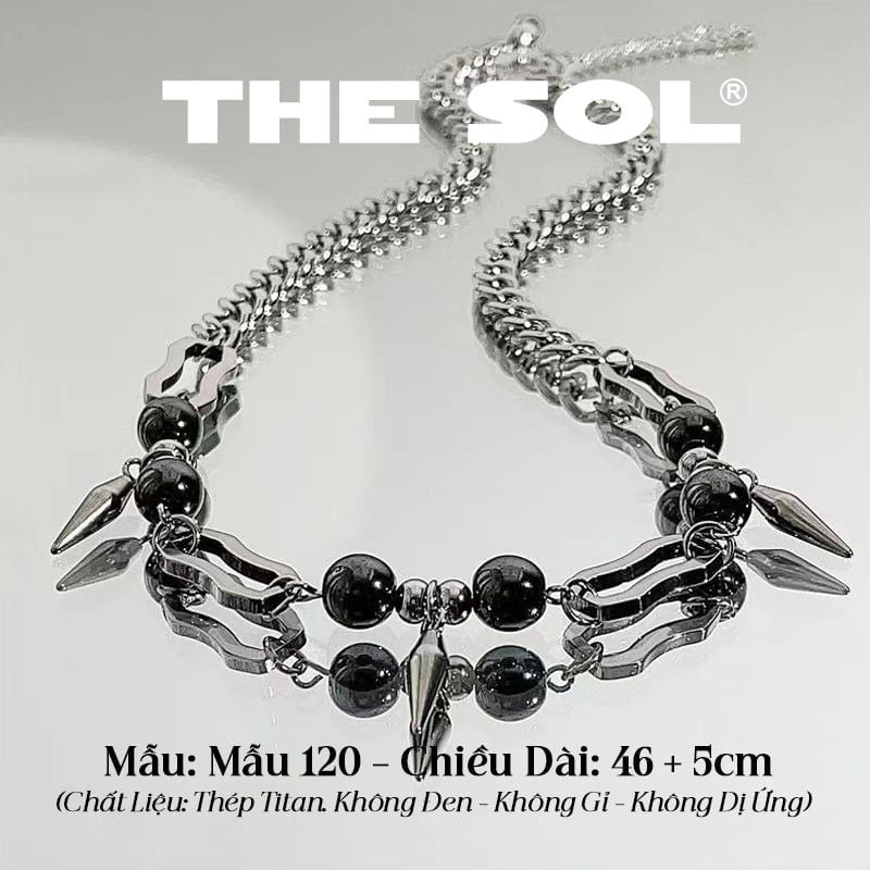  Dây Chuyền Titan Unisex Black Gemstone - Mẫu 120 