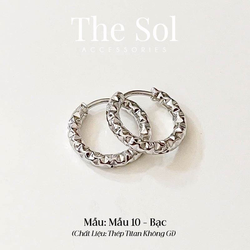  Bông Tai Titan Tròn Hoops Dia Pattern - Mẫu 10 