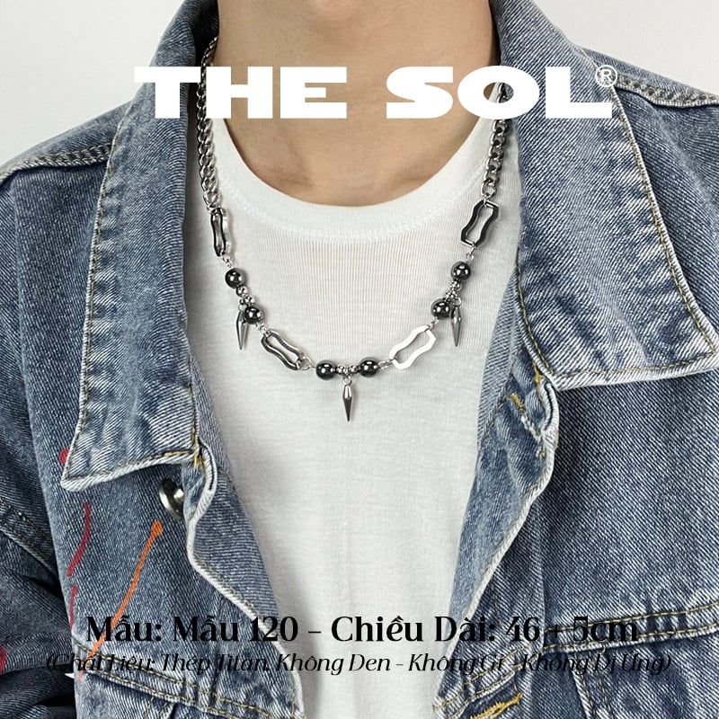  Dây Chuyền Titan Unisex Black Gemstone - Mẫu 120 