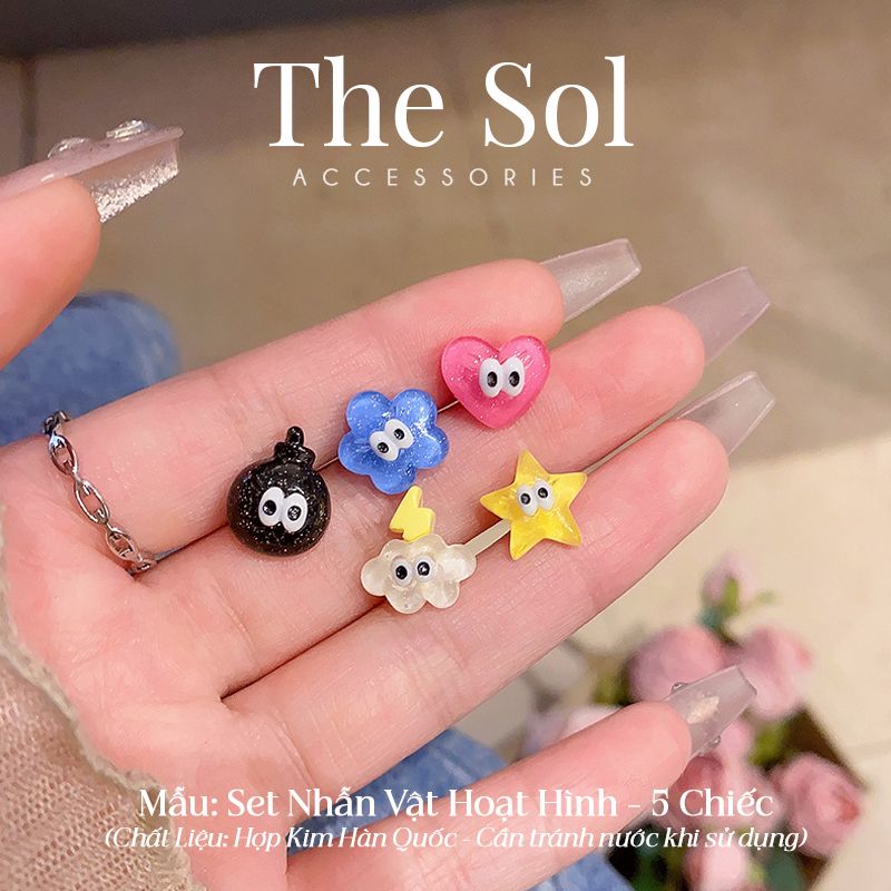  Set Bông Tai Hàn Quốc Nhân Vật Hoạt Hình - 5 Chiếc 