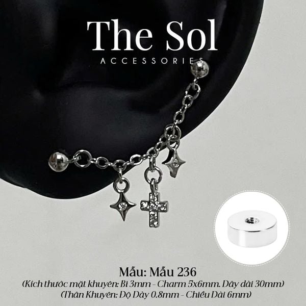  Khuyên Tai Thép Xi Mạ The Cross - Mẫu 236 