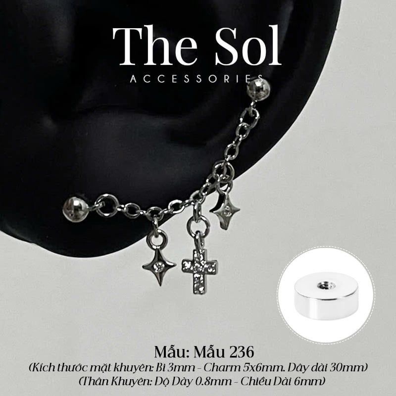  Khuyên Tai Thép Xi Mạ The Cross - Mẫu 236 