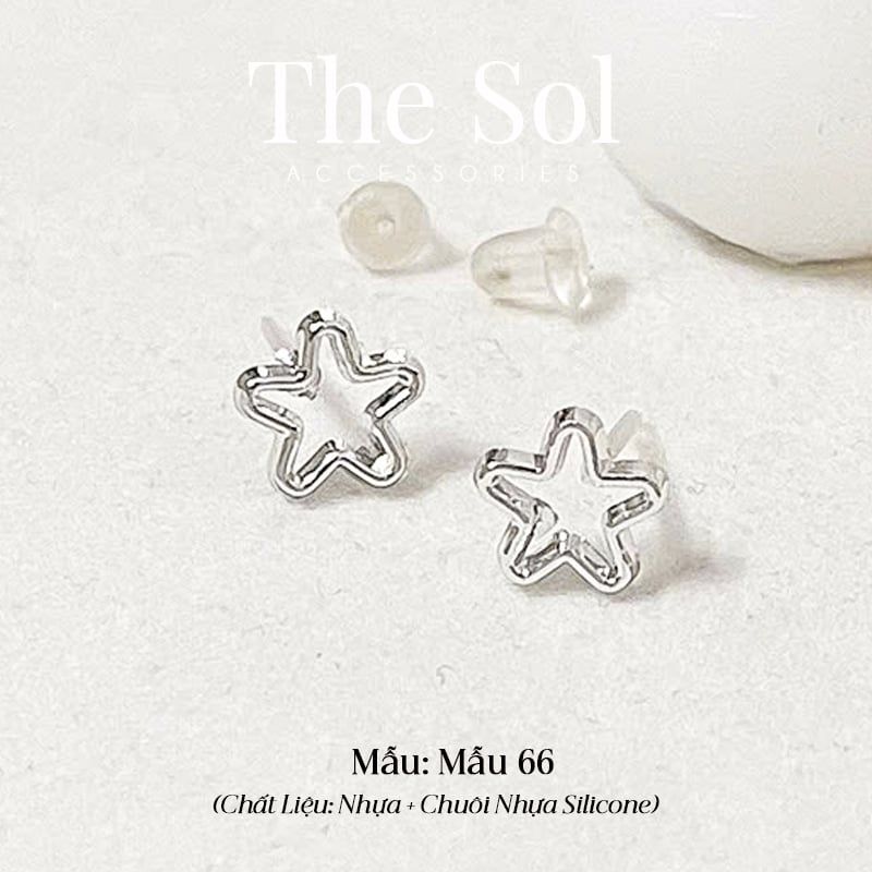  [SHOPEE] Bông Tai Nhựa Nhiều Mẫu Chuôi Su - Màu Bạc 
