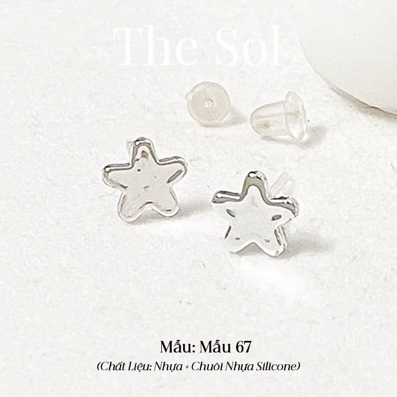  [SHOPEE] Bông Tai Nhựa Nhiều Mẫu Chuôi Su - Màu Bạc 