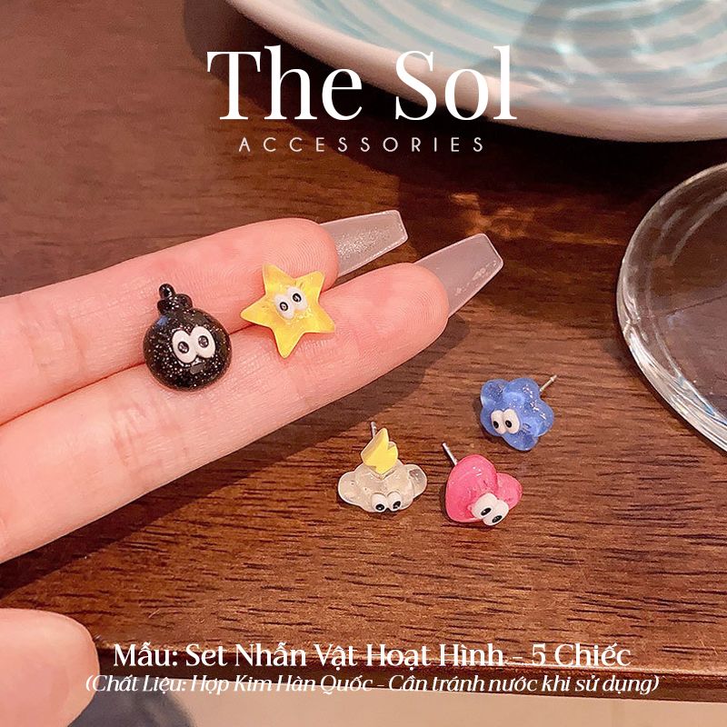  Set Bông Tai Hàn Quốc Nhân Vật Hoạt Hình - 5 Chiếc 