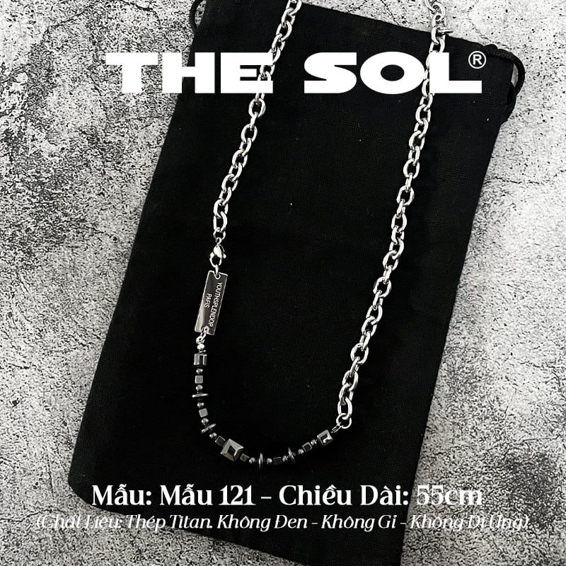  Dây Chuyền Titan Unisex Black Stones - Mẫu 121 