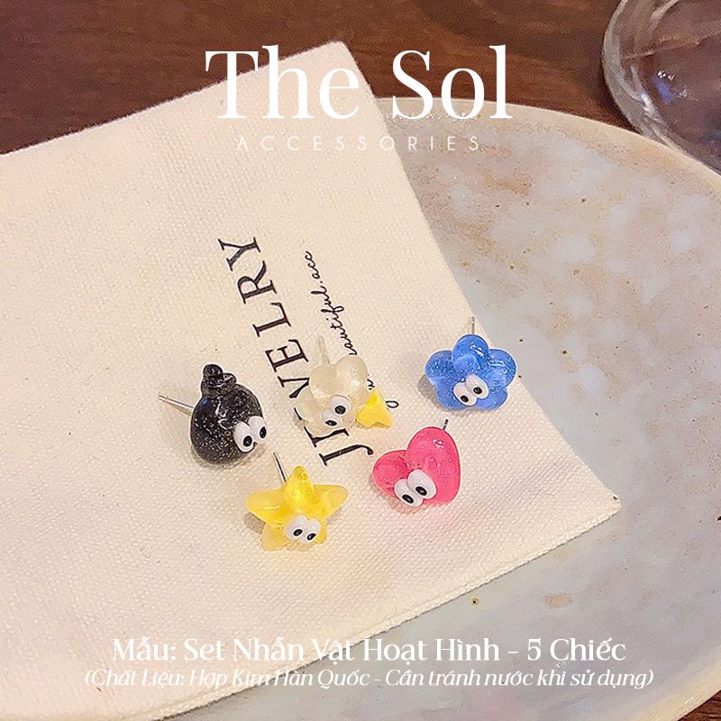  Set Bông Tai Hàn Quốc Nhân Vật Hoạt Hình - 5 Chiếc 