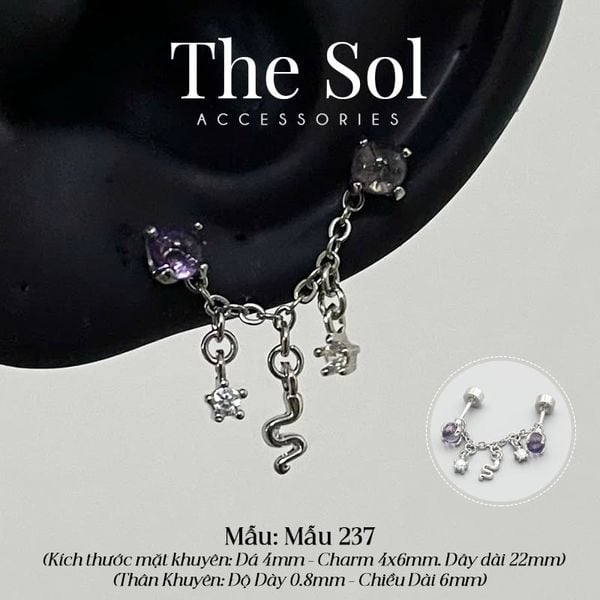  Khuyên Tai Thép Xi Mạ The Snake - Mẫu 237 