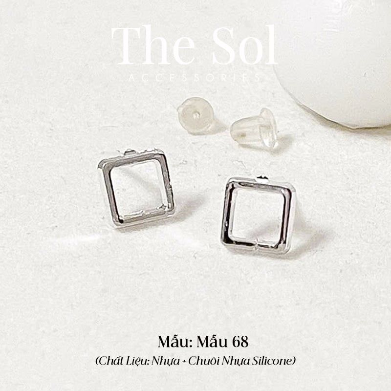  [SHOPEE] Bông Tai Nhựa Nhiều Mẫu Chuôi Su - Màu Bạc 