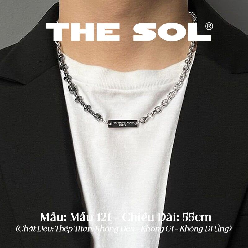  Dây Chuyền Titan Unisex Black Stones - Mẫu 121 