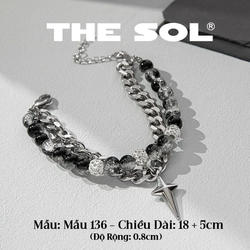  Lắc Tay Titan Unisex Double Chains Ice Beads - Mẫu 136 