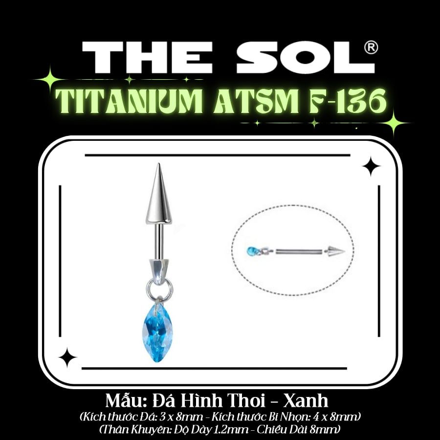  Khuyên Tai TITANIUM ATSM F-136 VERTICAL HELIX 