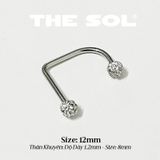  Khuyên Môi Titan Unisex Chữ U Đính Đá Trắng 