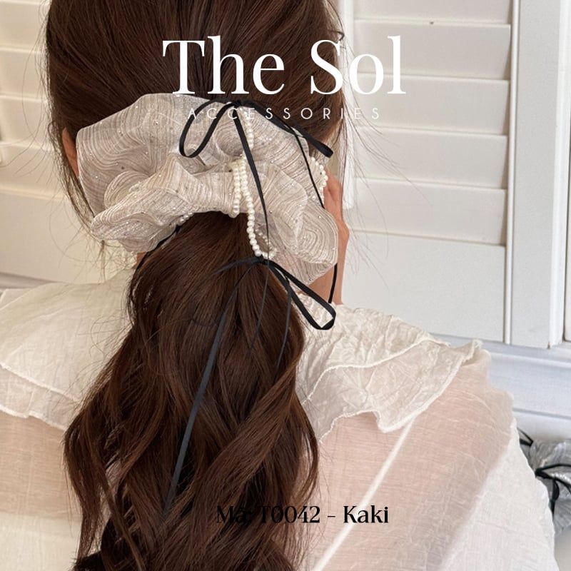  Cột Tóc Scrunchies Ribbon Bling 