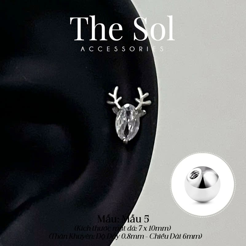  Khuyên Tai Thép Xi Mạ The Deer - Mẫu 5 