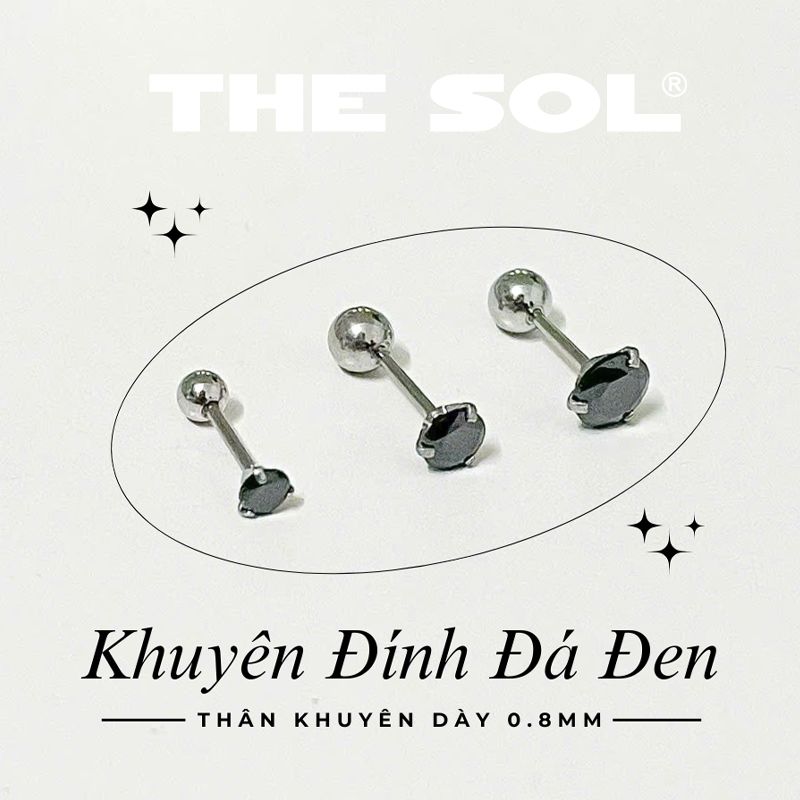  Khuyên Tai Titan The Basic Ngọc - Tròn Đen 