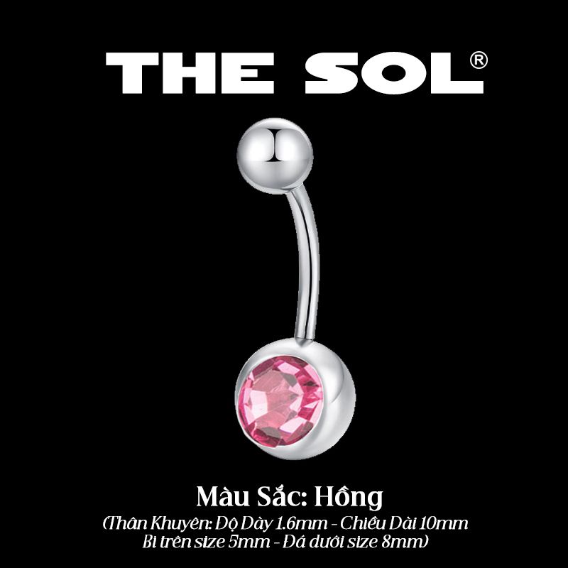  Khuyên Rốn Titan Unisex Bi Tròn Đính Đá 