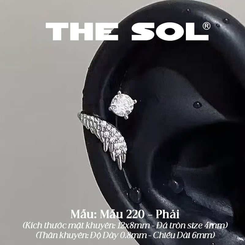  Khuyên Tai Thép Xi Mạ The Wing - Mẫu 220 