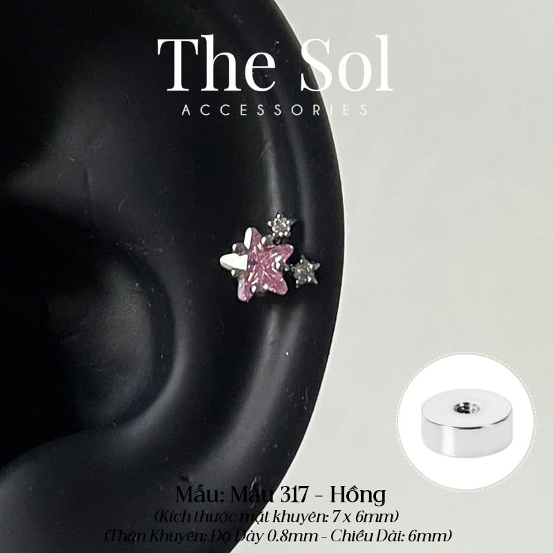  Khuyên Tai Thép Xi Mạ Bling Colour Star - Mẫu 317 