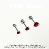  Khuyên Tai Titan The Basic Ngọc - Tròn Đỏ 