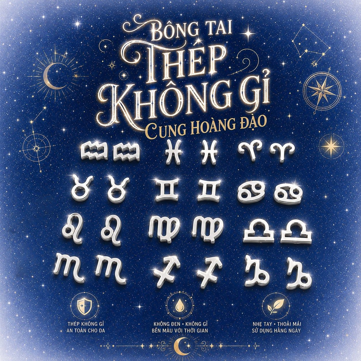  Bông Tai Titan Zodiac 