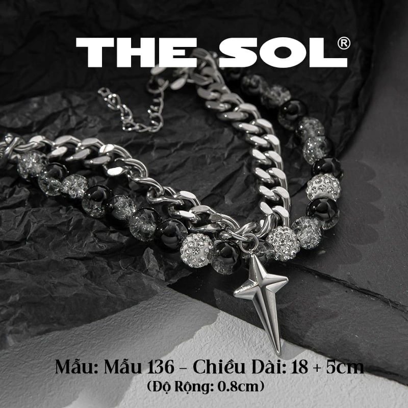  Lắc Tay Titan Unisex Double Chains Ice Beads - Mẫu 136 