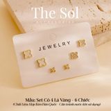  Set Bông Tai Hàn Quốc Cỏ 4 Lá - 6 Chiếc 