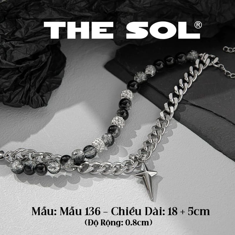  Lắc Tay Titan Unisex Double Chains Ice Beads - Mẫu 136 