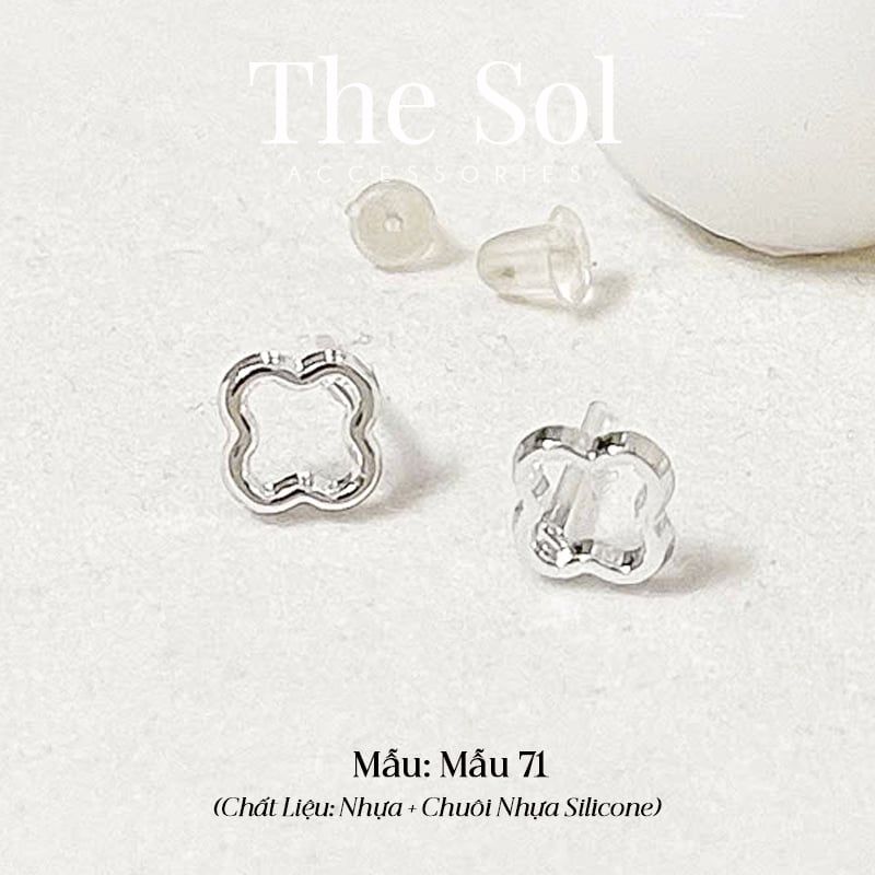  [SHOPEE] Bông Tai Nhựa Nhiều Mẫu Chuôi Su - Màu Bạc 