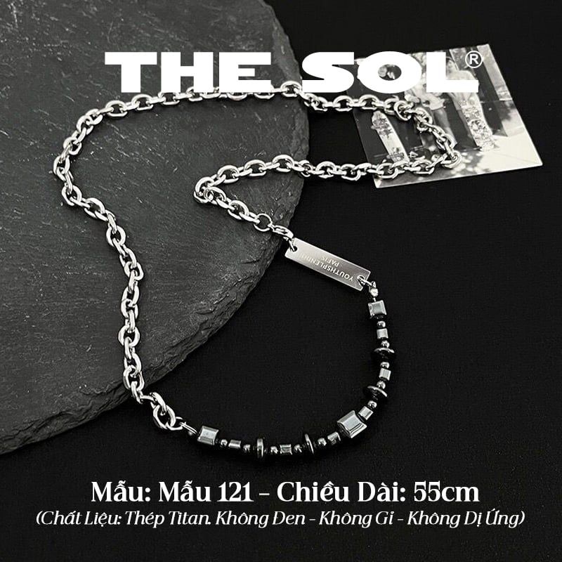  Dây Chuyền Titan Unisex Black Stones - Mẫu 121 