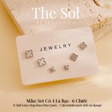  Set Bông Tai Hàn Quốc Cỏ 4 Lá - 6 Chiếc 