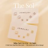  Set Bông Tai Hàn Quốc Cỏ 4 Lá - 6 Chiếc 