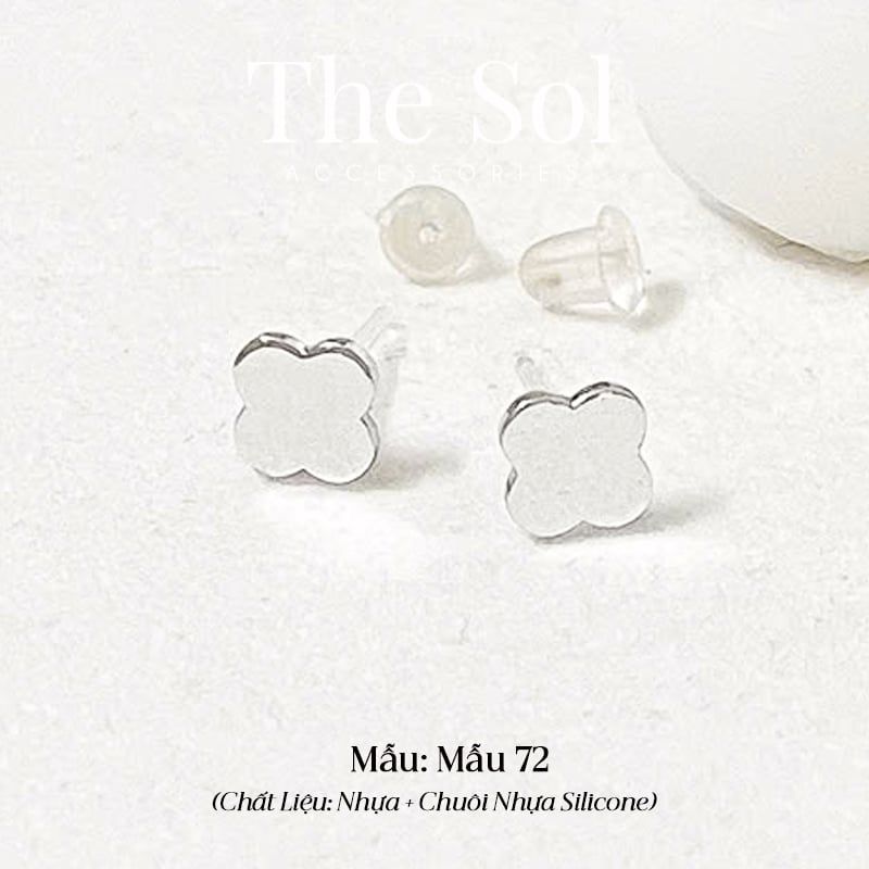  [SHOPEE] Bông Tai Nhựa Nhiều Mẫu Chuôi Su - Màu Bạc 