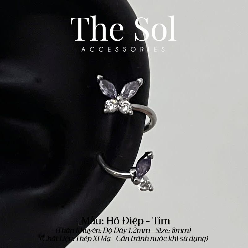  Khuyên Tai Thép Xi Mạ Purple Butterfly - Mẫu 102 