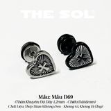  Khuyên Tai Titan Unisex Cross In Heart - Mẫu D69 