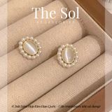  Bông Tai Hàn Quốc Oval Pearl 