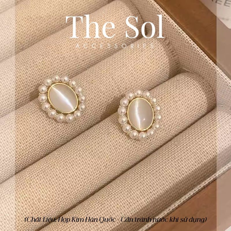  Bông Tai Hàn Quốc Oval Pearl 