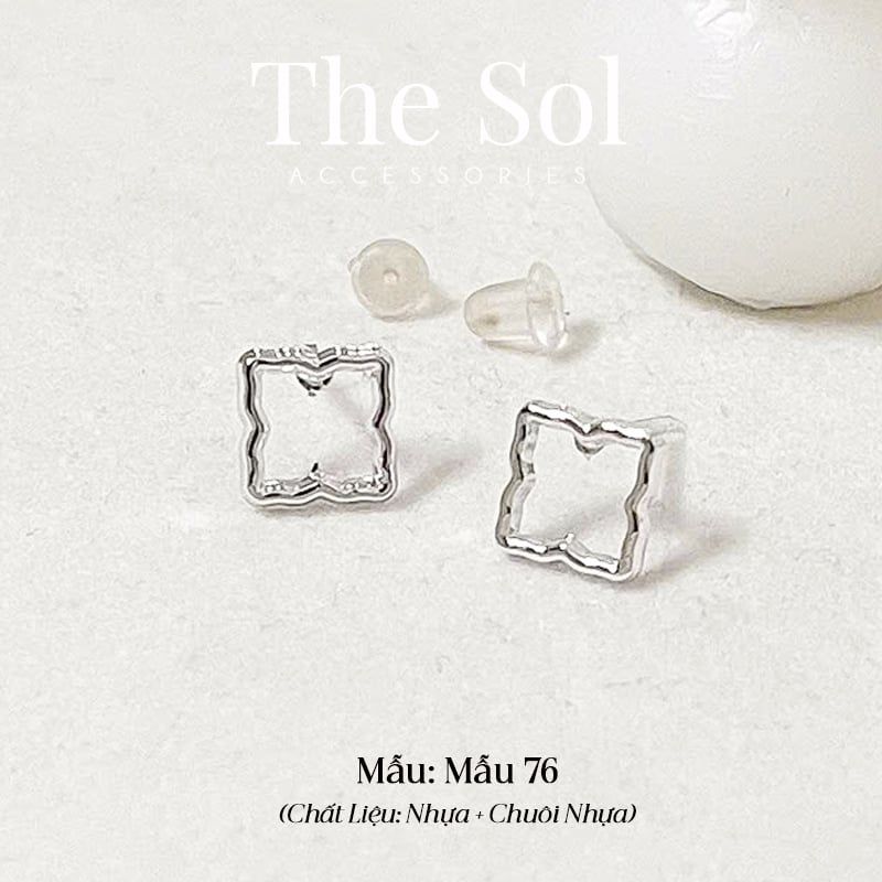 [SHOPEE] Bông Tai Nhựa Nhiều Mẫu Chuôi Su - Màu Bạc 