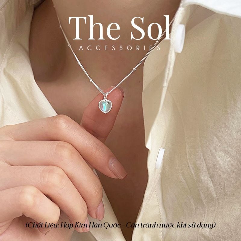  Dây Chuyền Hàn Quốc Opal Heart - Mẫu 10 