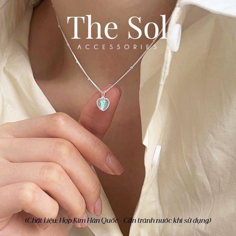  Dây Chuyền Hàn Quốc Opal Heart - Mẫu 10 
