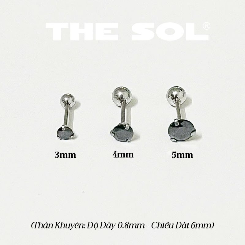  Khuyên Tai Titan The Basic Ngọc - Tròn Đen 