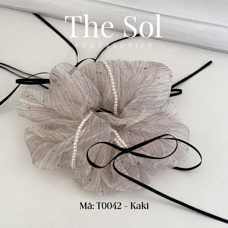  Cột Tóc Scrunchies Ribbon Bling 