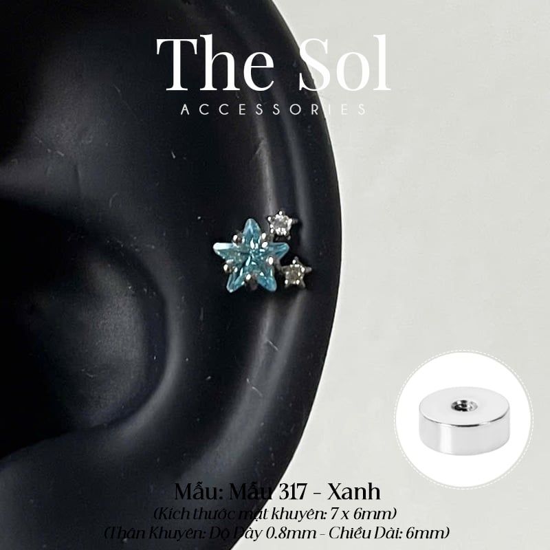  Khuyên Tai Thép Xi Mạ Bling Colour Star - Mẫu 317 
