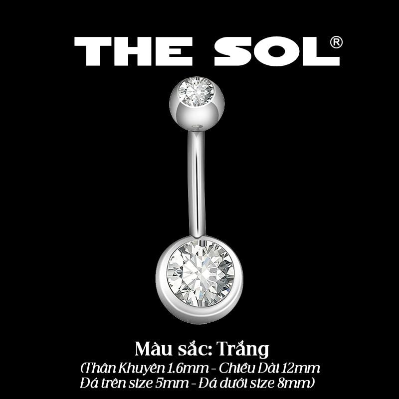  Khuyên Rốn Titan Unisex Đính Đá 2 Đầu 