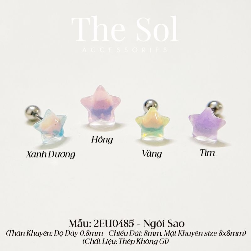  Khuyên Tai Thép Titan Màu Sắc Hologram [1 CHIẾC] 