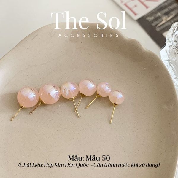  Bông Tai Hàn Quốc Pink Pearl - Mẫu 50 