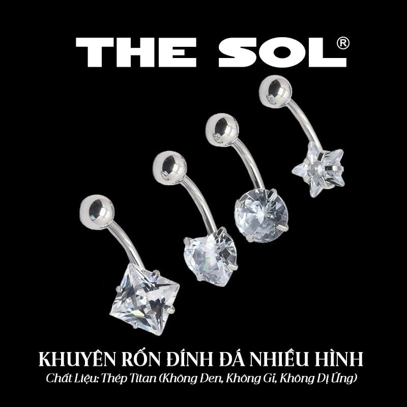  Khuyên Rốn Titan Unisex Đính Đá Nhiều Hình 