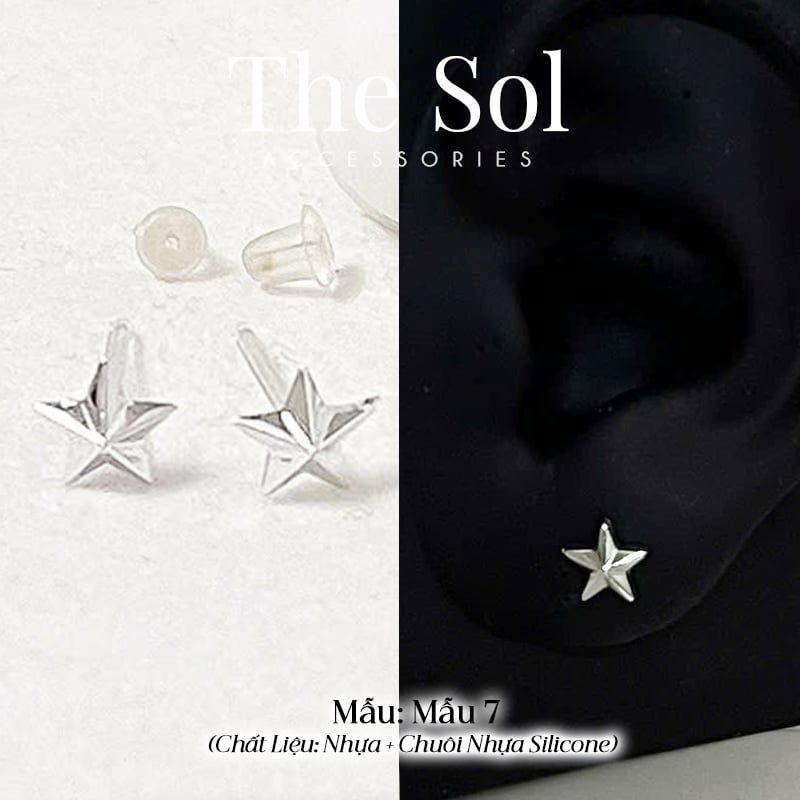  [SHOPEE] Bông Tai Nhựa Nhiều Mẫu Chuôi Su - Màu Bạc 
